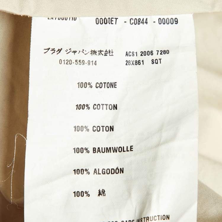 Pre Owned Prada Sport Cream Cotton Double Breasted Coat L