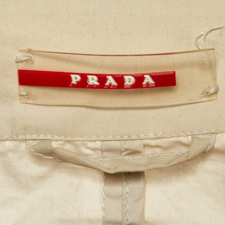 Pre Owned Prada Sport Cream Cotton Double Breasted Coat L