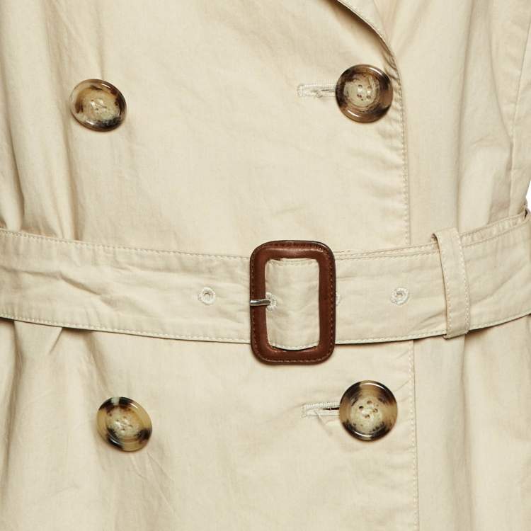 Pre Owned Prada Sport Cream Cotton Double Breasted Coat L