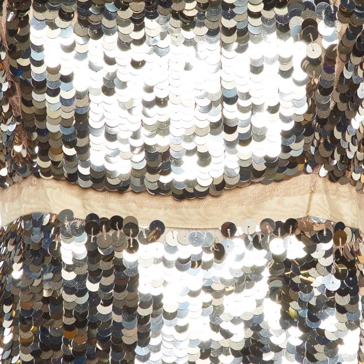 Pre Owned Prada Pink Sequin Embellished Halter Neck Top S