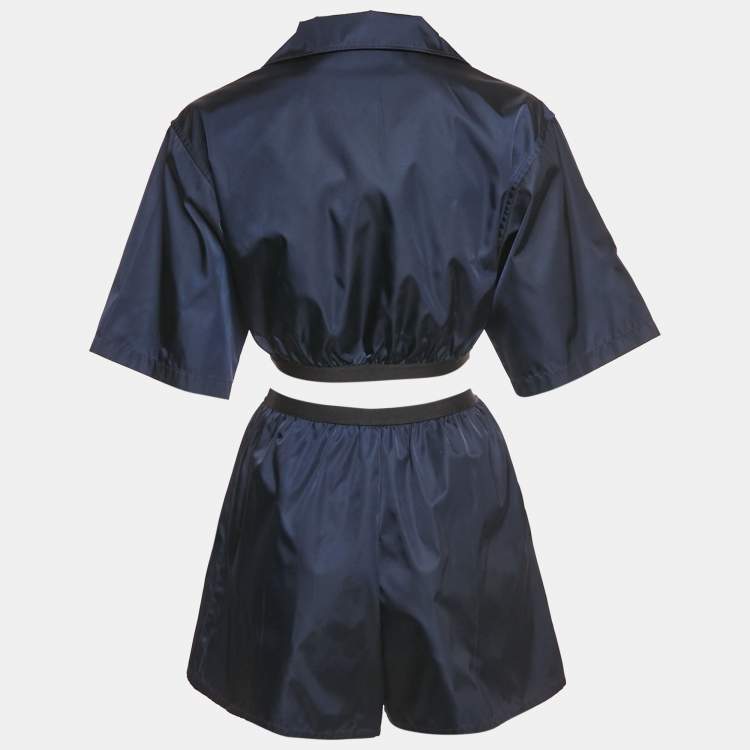 Pre Owned Prada Navy Blue Re-Nylon Shirt and Shorts Set S
