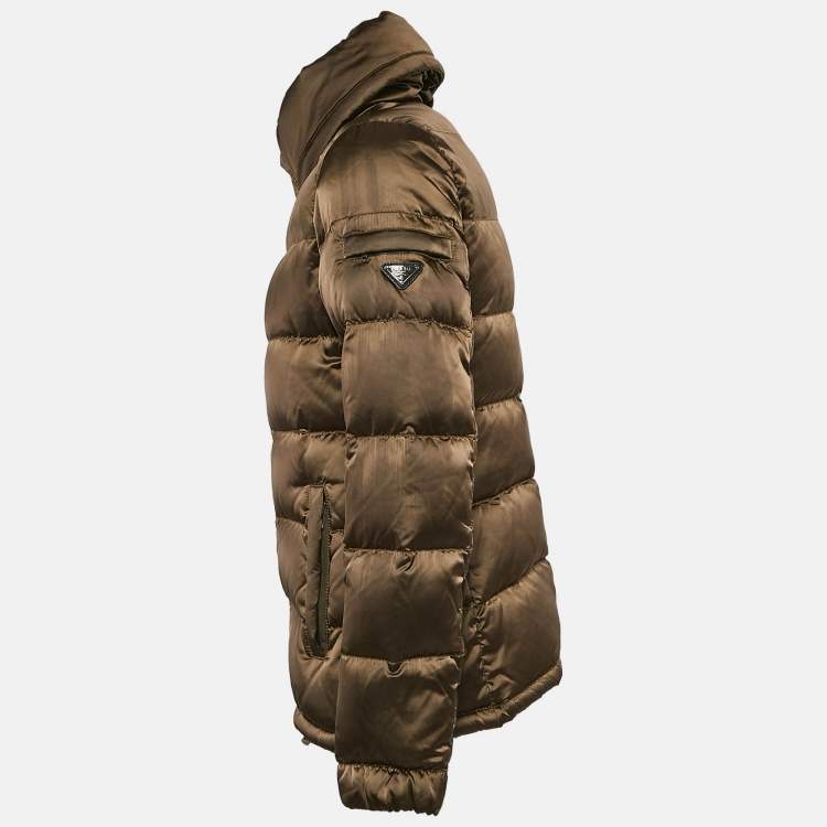 Pre Owned Prada Green Nylon Quilted Down Jacket M