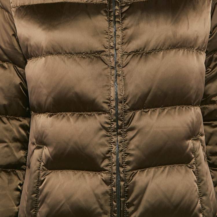 Pre Owned Prada Green Nylon Quilted Down Jacket M