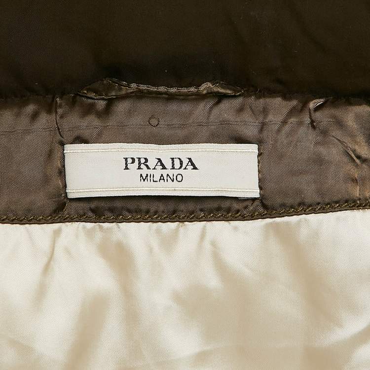 Pre Owned Prada Green Nylon Quilted Down Jacket M
