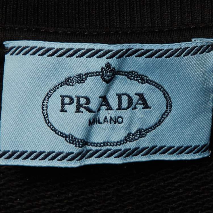 Pre Owned Prada Black Cotton Knit Crop Top and Pants XS