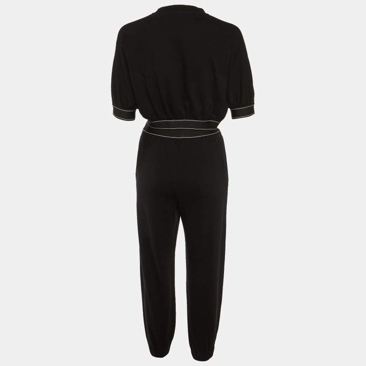 Pre Owned Prada Black Cotton Knit Crop Top and Pants XS