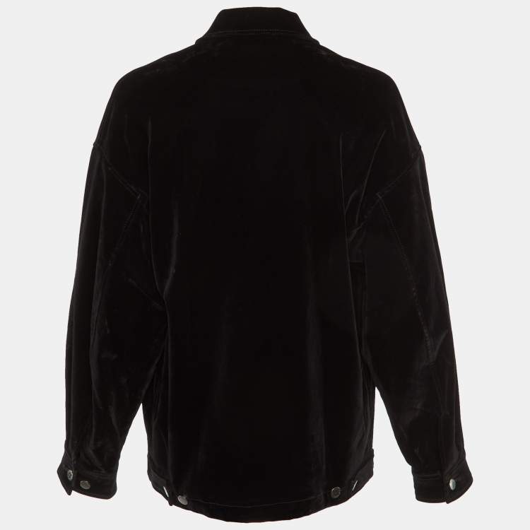 Pre Owned Prada Black Velvet Zip-Up Jacket M