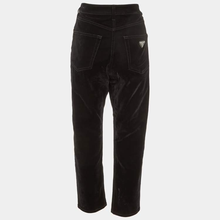 Pre Owned Prada Black Velvet Jeans M Waist 31" 