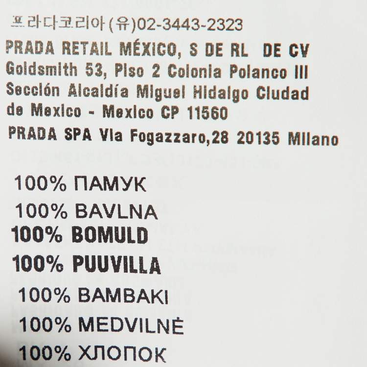 Pre Owned Prada White Cotton Triangle Logo Detail Long Sleeve T-Shirt S