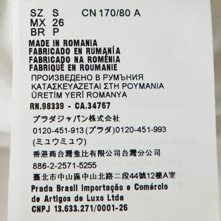 Pre Owned Prada White Cotton Triangle Logo Detail Long Sleeve T-Shirt S