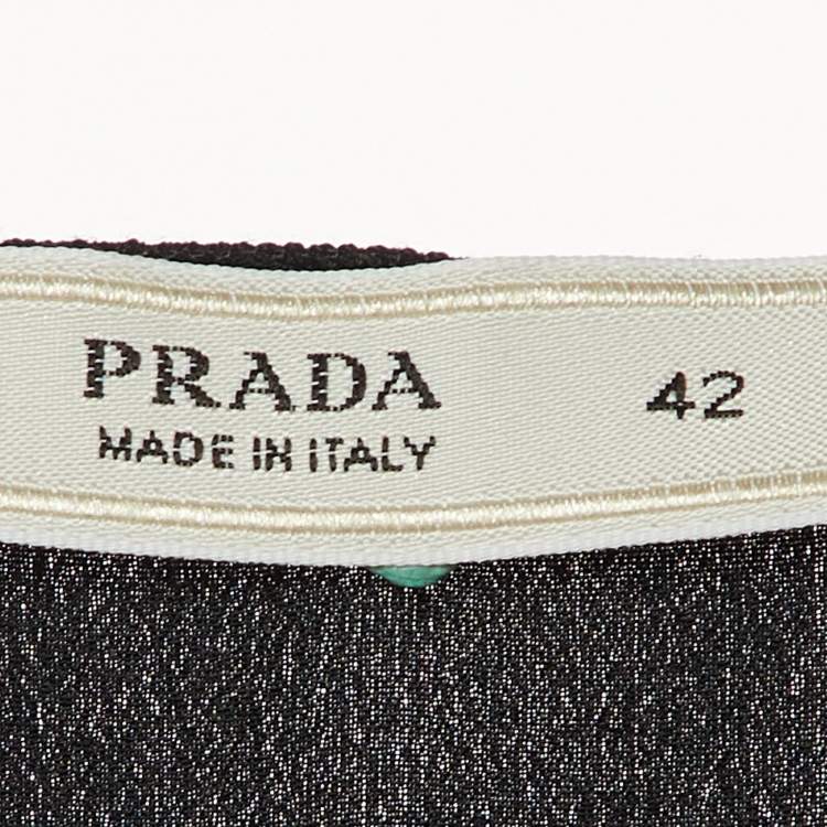 Pre Owned Prada Black Organza Silk Tiered Midi Skirt M