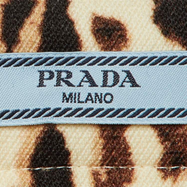 Pre Owned Prada Brown Leopard Print Wool A-Line Skirt S