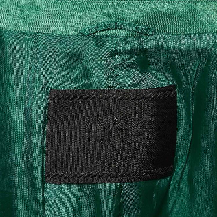 Pre Owned Prada Green Silk Blend Blended Midi Dress M