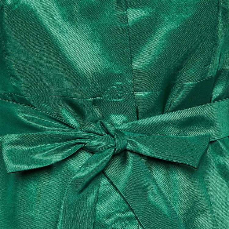 Pre Owned Prada Green Silk Blend Blended Midi Dress M