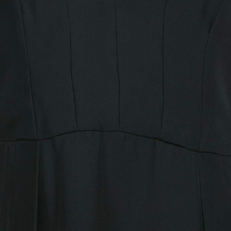 Pre Owned Prada Black Crepe V-Neck Mini Dress M