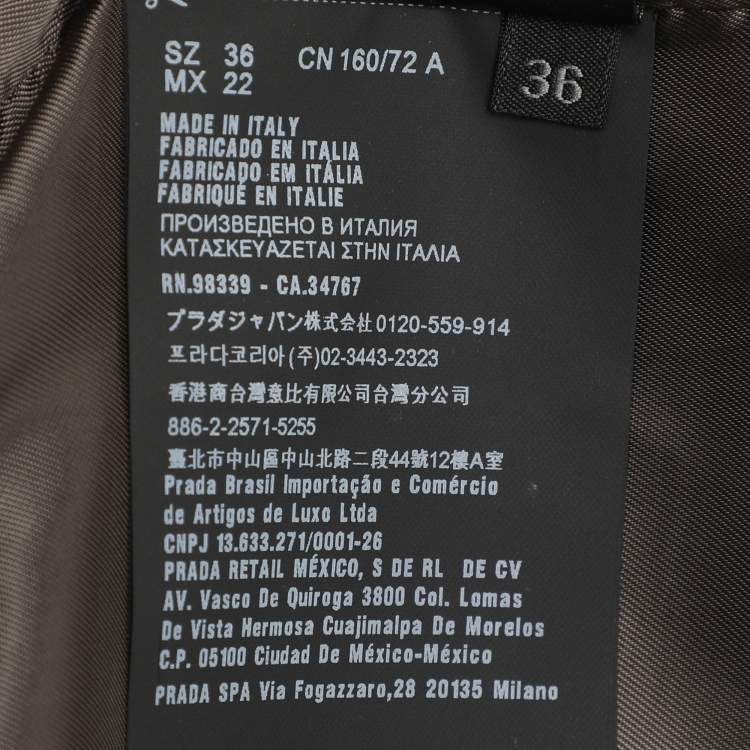 Pre Owned Prada Grey/Brown Leather and Suede Embellished Jacket XS