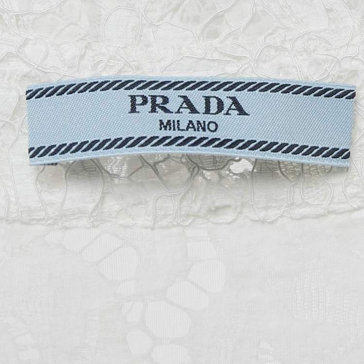 Pre Owned Prada White Lace Button Front Pleated Midi Dress S