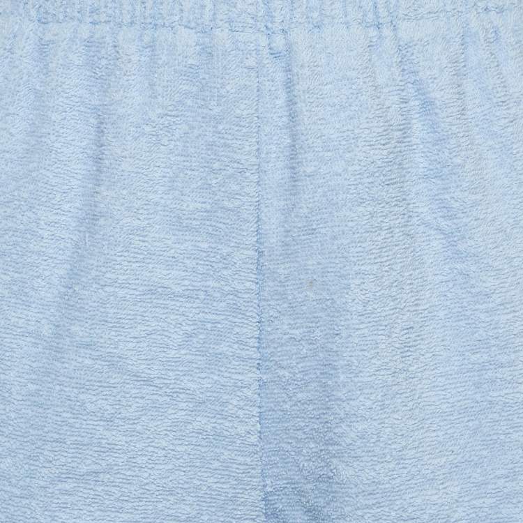 Pre Owned Prada Blue Cotton Terry Logo Plaque Shorts XS