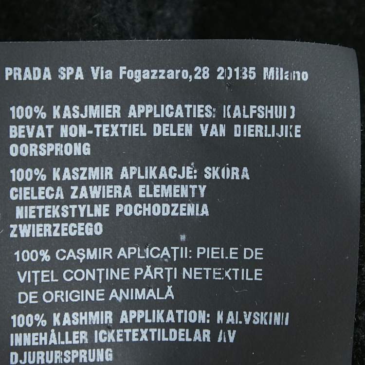 Pre Owned Prada Black Cashmere Patch Detail Button Front Cardigan M