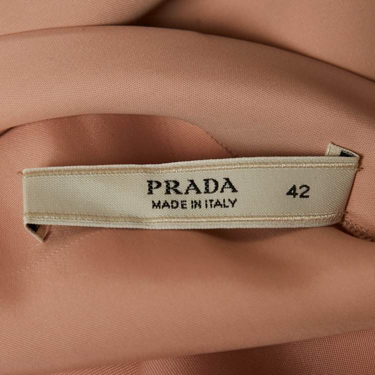 Pre Owned Prada Pink Satin Asymmetrical Draped Mini Shift Dress M