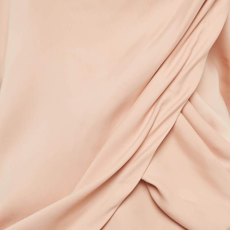 Pre Owned Prada Pink Satin Asymmetrical Draped Mini Shift Dress M