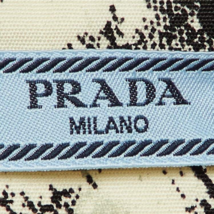 Pre Owned Prada White Printed Cotton Midi Wrap Skirt S/M