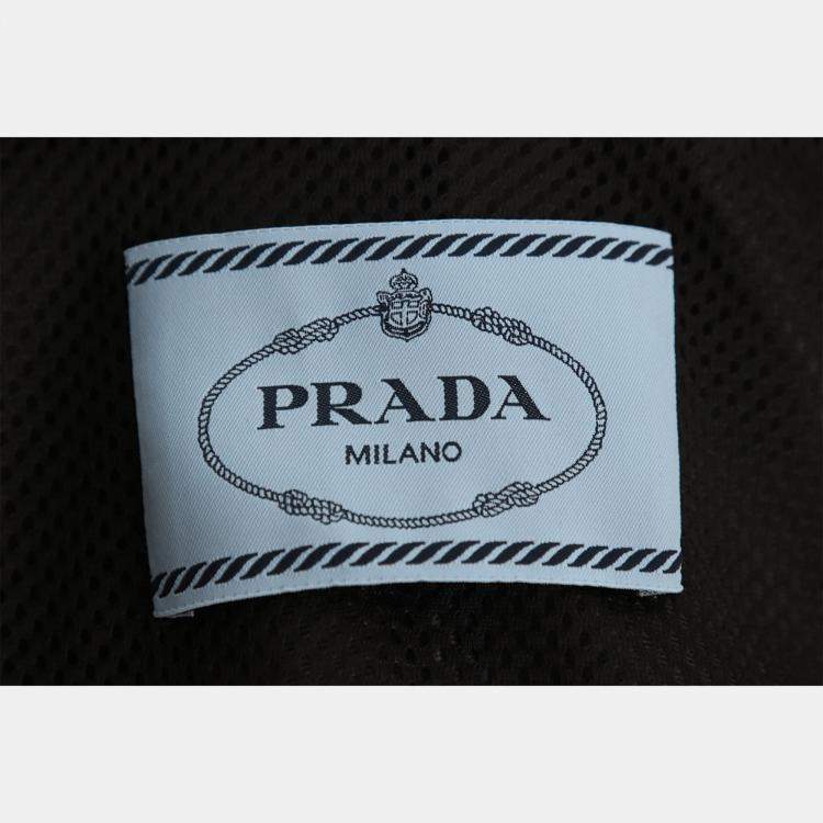 Pre Owned Prada Dark Blue Logo High-Neck Technical Jacket  IT Women 38