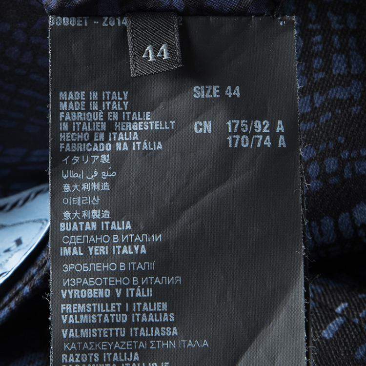 Pre Owned Prada Blue and Black Printed Short Sleeve Sheath Dress M