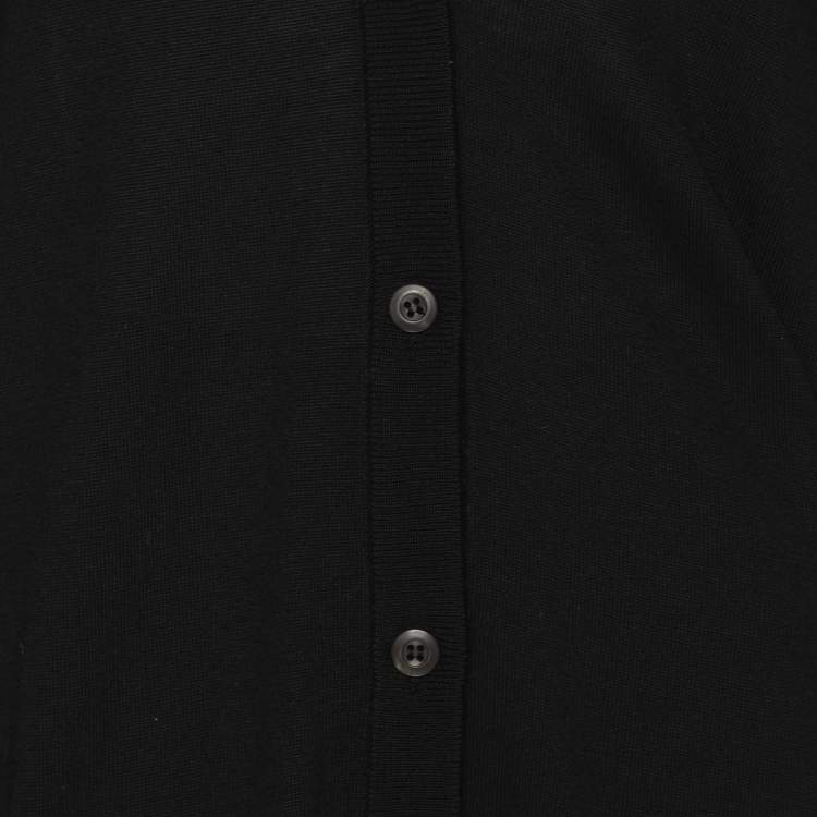 Pre Owned Prada Black Wool Knit Ostrich Feather Top & Pant Suit L