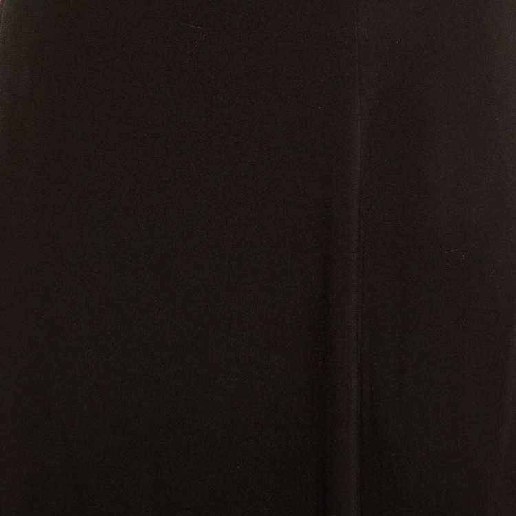 Pre Owned Prada Black Crepe Lace Trim Knee Length Skirt M