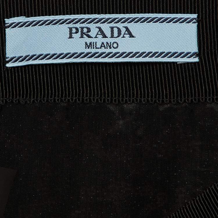 Pre Owned Prada Black Printed Crepe Pleated Mini Skirt M