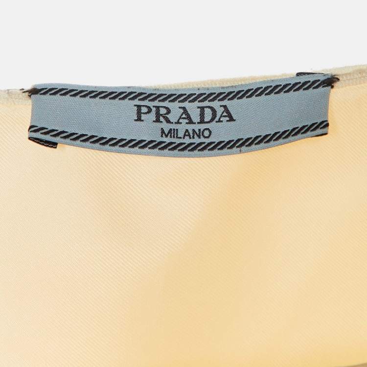 Pre Owned Prada Cream Wool Pencil Skirt M