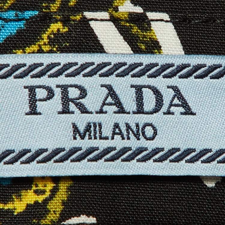 Pre Owned Prada Black Floral Print Cotton Button Front Top S