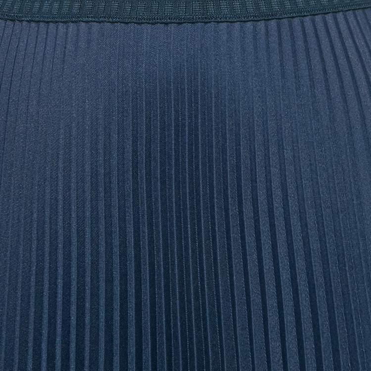 Pre Owned Prada Navy Blue Plisse Midi Skirt M