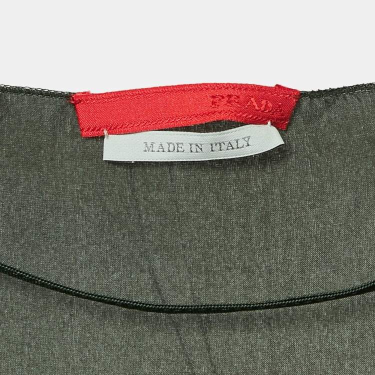 Pre Owned Prada Dark Green Silk Mini Dress M