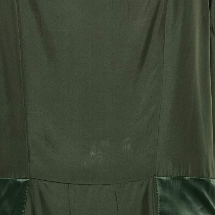 Pre Owned Prada Dark Green Silk Mini Dress M