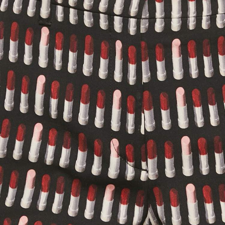 Pre Owned Prada Black Lipstick Print Wool Capri Pants S