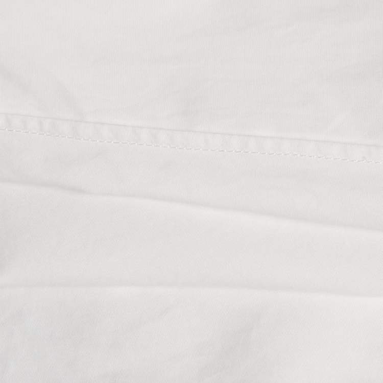 Pre Owned Prada White Cotton Lace Detail Sleeveless Belted Midi Dress L