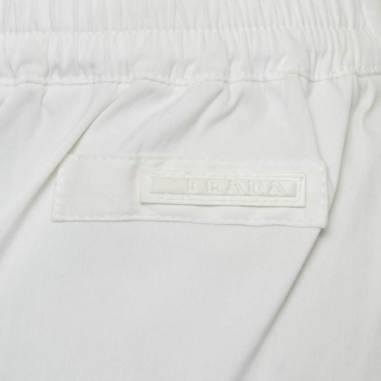 Pre Owned Prada White Cotton Pleated Mini Skirt M