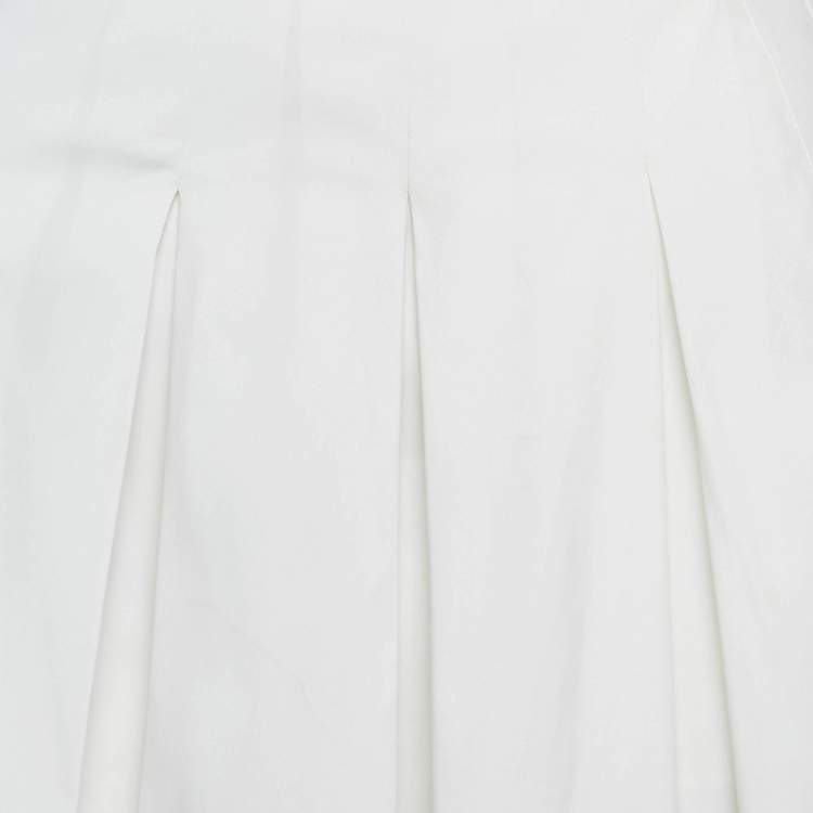 Pre Owned Prada White Cotton Pleated Mini Skirt M