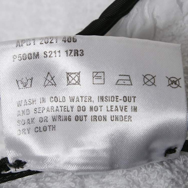 Pre Owned Prada White Enamel Metal Logo Terry Hoodie Jacket S