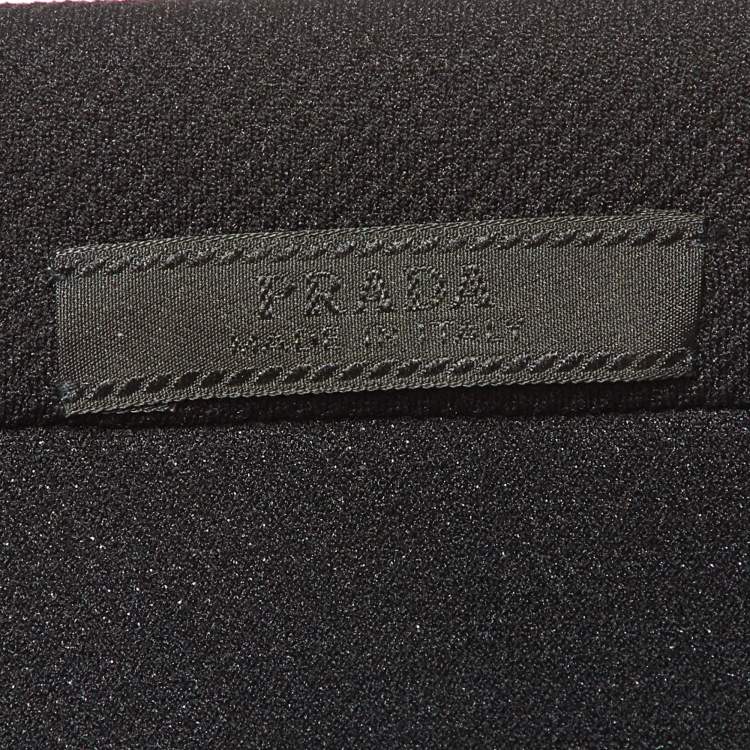 Pre Owned Prada Black Nylon & Knit Paneled Midi Dress L
