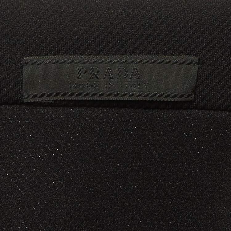 Pre Owned Prada Black Nylon & Knit Paneled Midi Dress L
