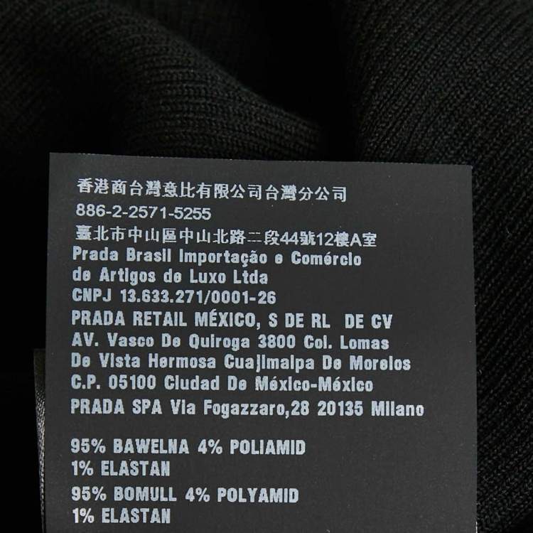 Pre Owned Prada Black Rib Knit Contrast Neck Detail Turtle Neck Sweater M