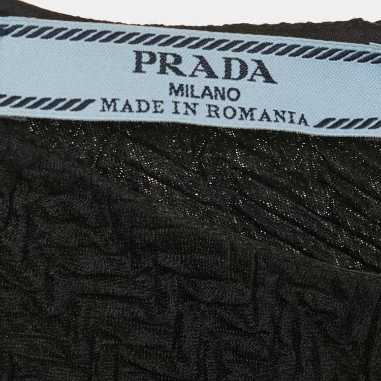 Pre Owned Prada Black Textured Crepe Sleeveless Top M