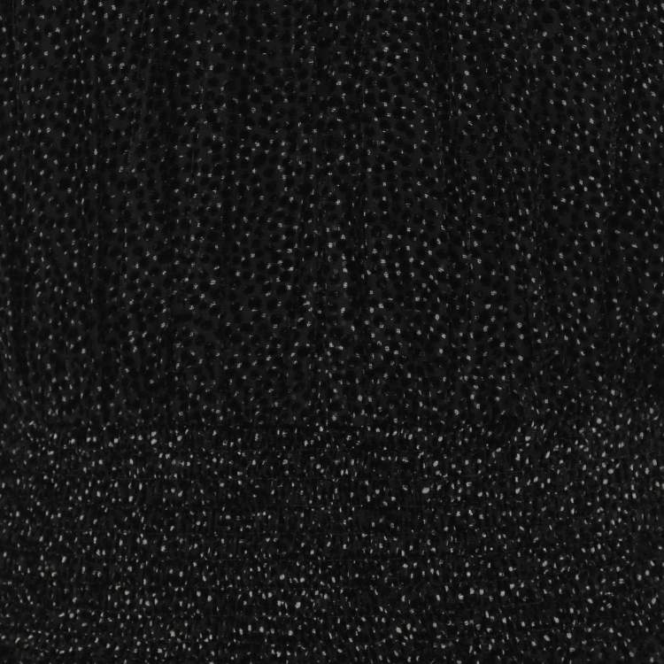 Pre Owned Prada Black Polka Dotted Velvet Silk Midi Dress S