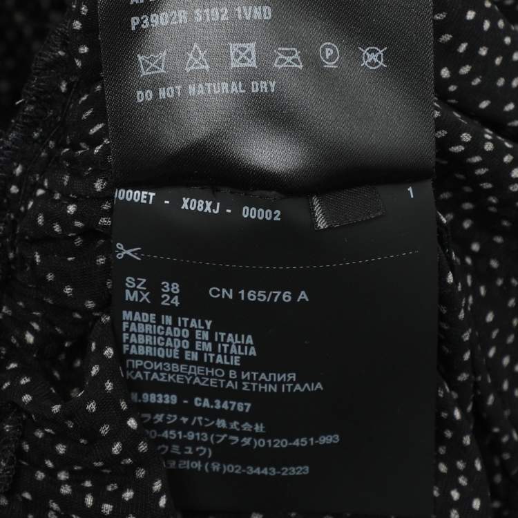 Pre Owned Prada Black Polka Dotted Velvet Silk Midi Dress S