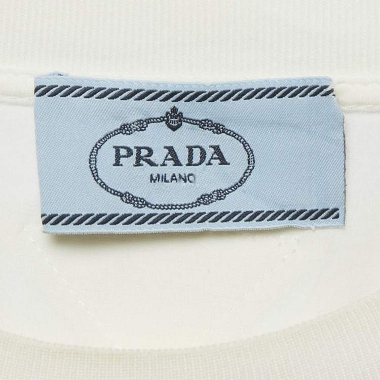 Pre Owned Prada White Oma Edition 'desert Rose' Poster T-shirt M