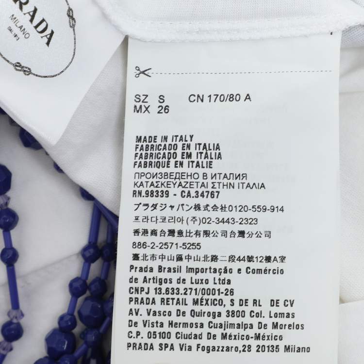 Pre Owned Prada White Jersey Embellished Top S