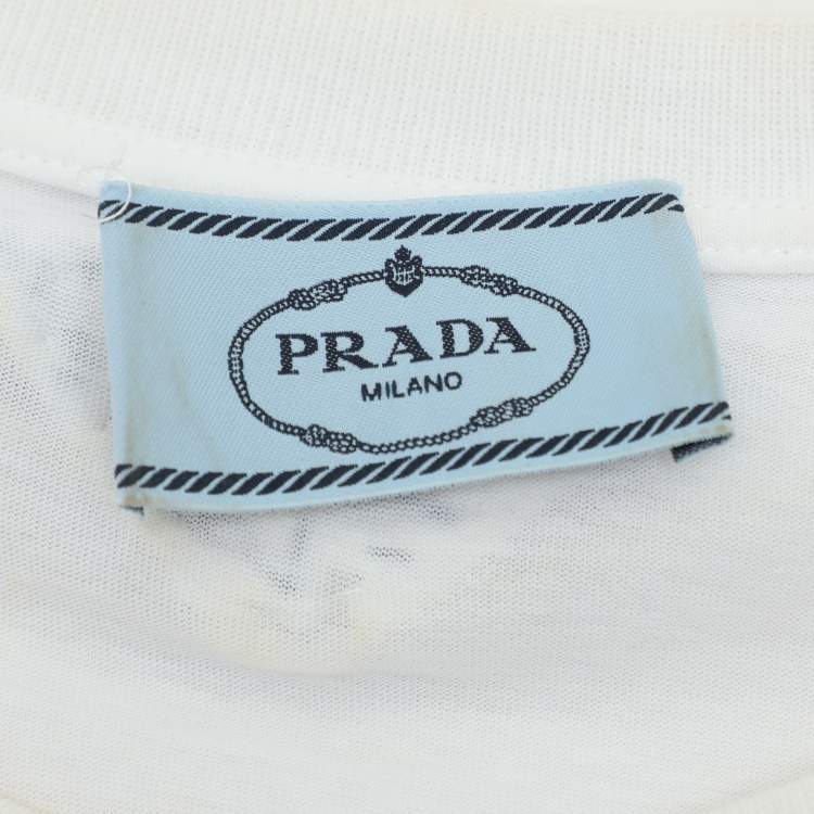 Pre Owned Prada White Jersey Embellished Top S